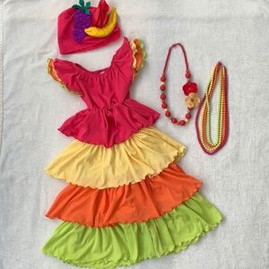 Gymboree Chiquita Banana Girl Costume Carmen Miranda Fruit Hat Samba XS 3/4